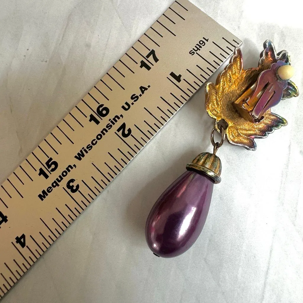 Vintage Iridescent Purple Teardrop Clip - Image 7