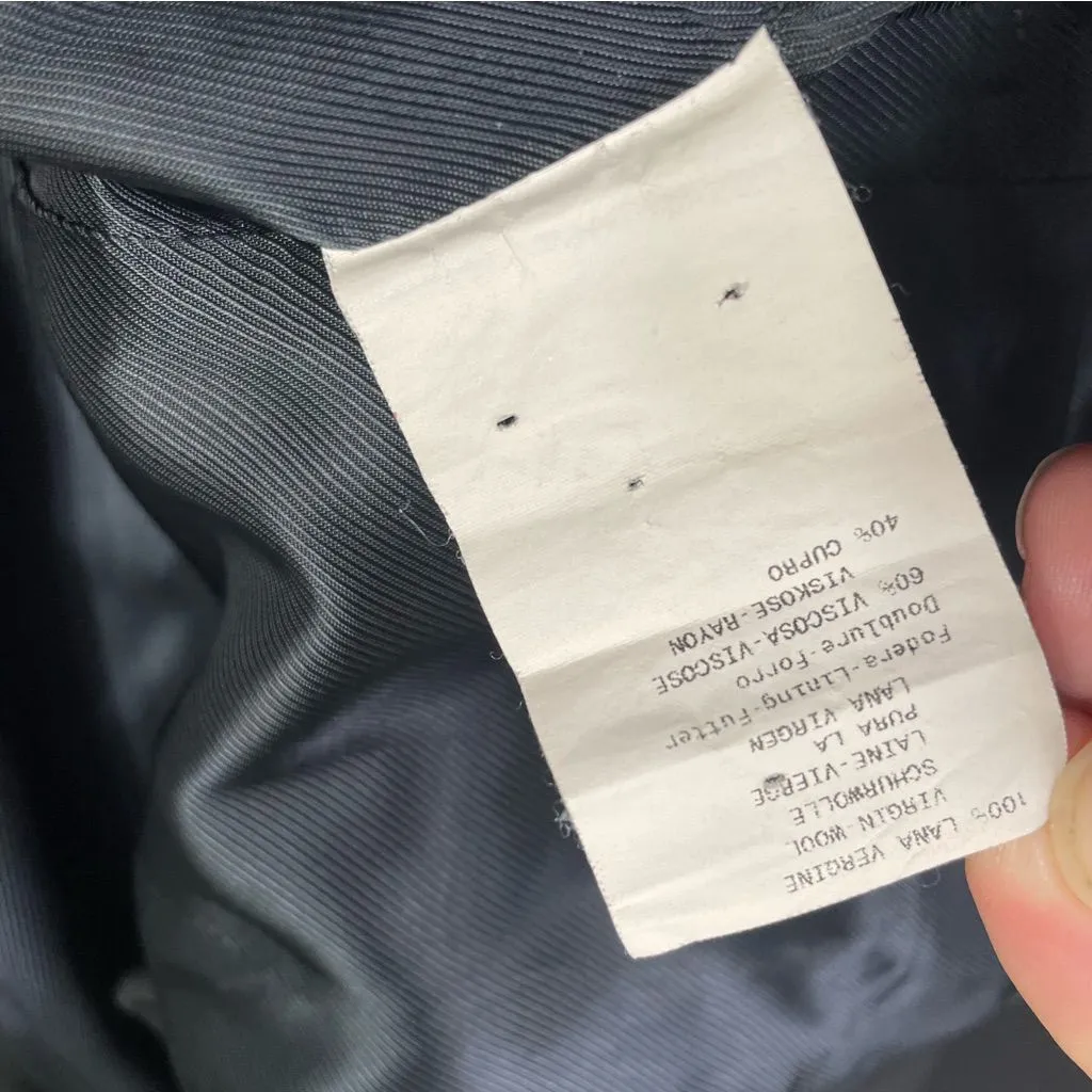 Armani Collezioni Black Virgin‎ Wool Blazer Tie Back Made in Italy Size 12 - Image 11