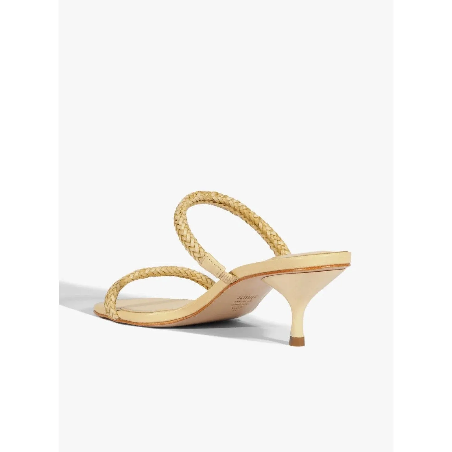 Schutz Taliah Mid Woven Leather Kitten Heel Sandal Strappy Tan Women's Sz 7 New - Image 4