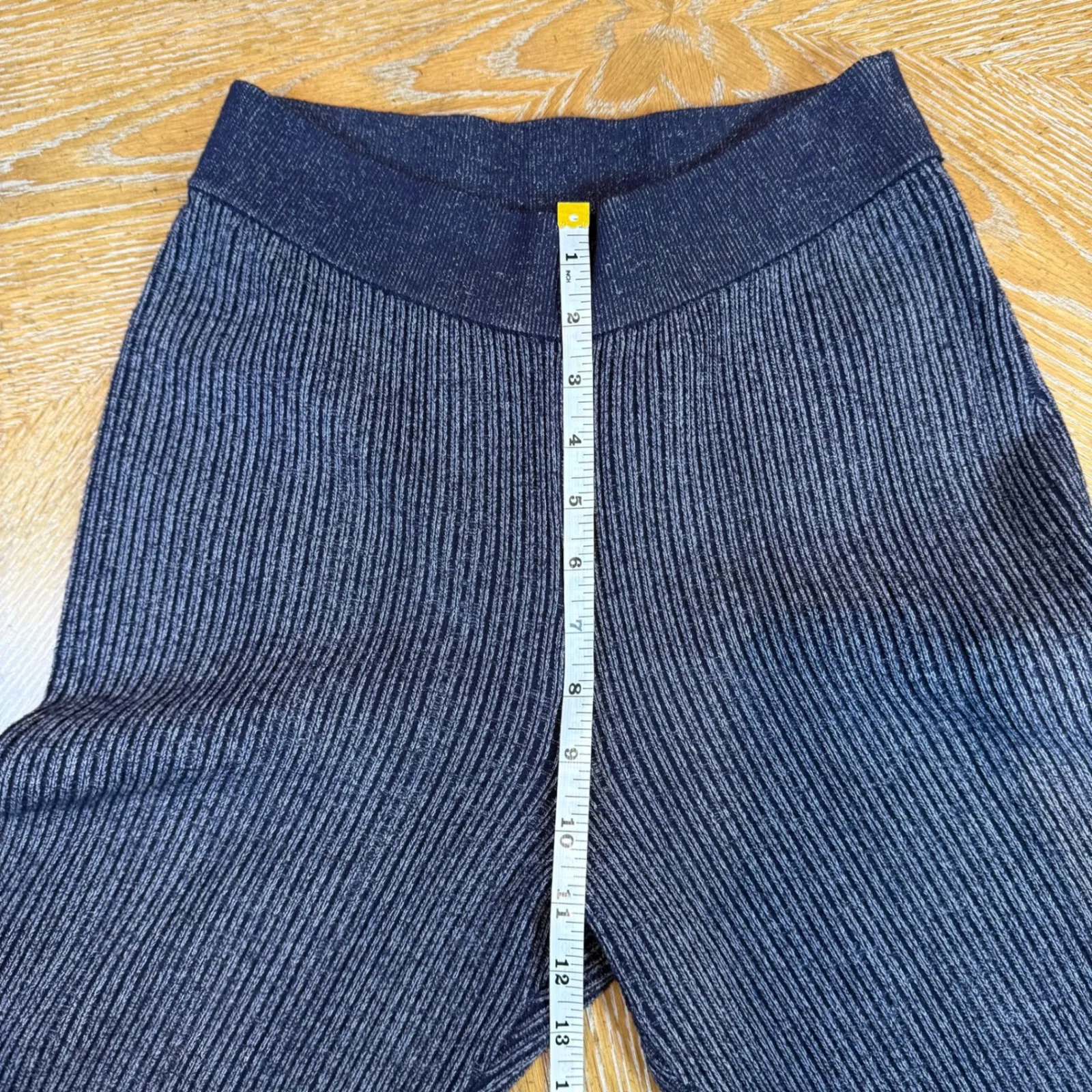 Anthropologie Pilcro Sweater Knit Pants Flared Pull On Indigo Blue Size Small - Image 9