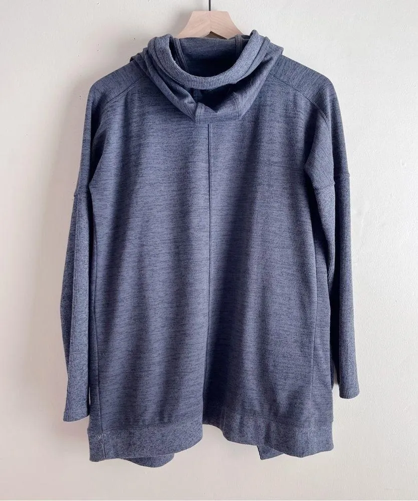 Athleta Blissful Wrap Hooded Cardigan Sweater Open Front Heather Charcoal Grey S - Image 10