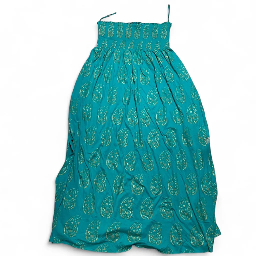 Denim & Supply Ralph Lauren Teal Gold Print
Smocked Strapless Boho Maxi Dress XL - Image 3