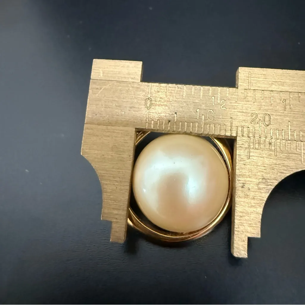 Vintage MONET Signed Gold-tone Faux Pearl Rhinestones Button Post Earrings 14.8g - Image 7