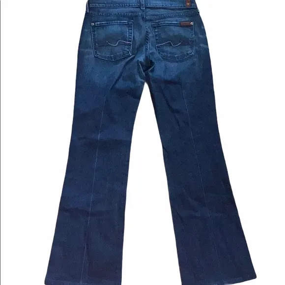 7 for All Mankind 29x30 Rare Pink Stitching Bootleg 5 Pocket Medium Wash Jeans. - Image 2