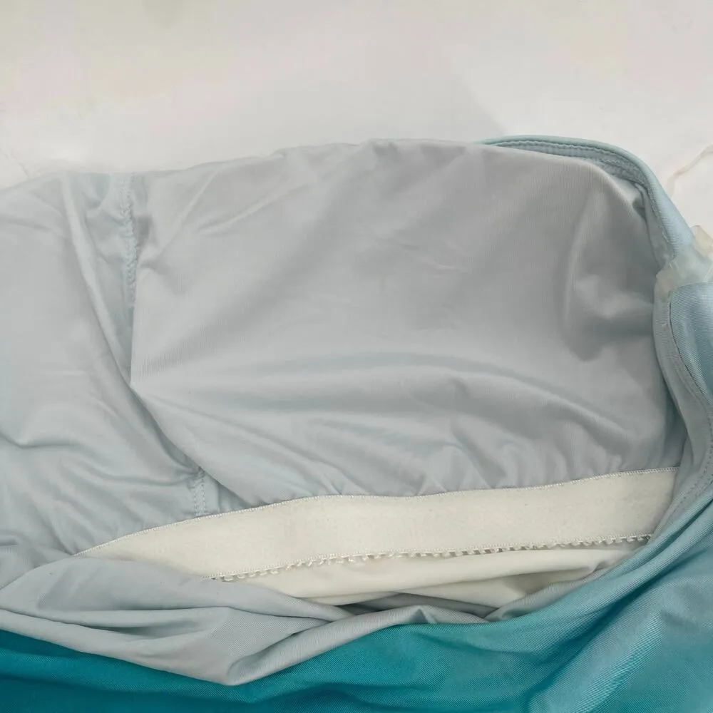 La Blanca Swimsuit Size 12 Ocean One Shoulder One Piece Ombre Shirred Blue NWT - Image 14