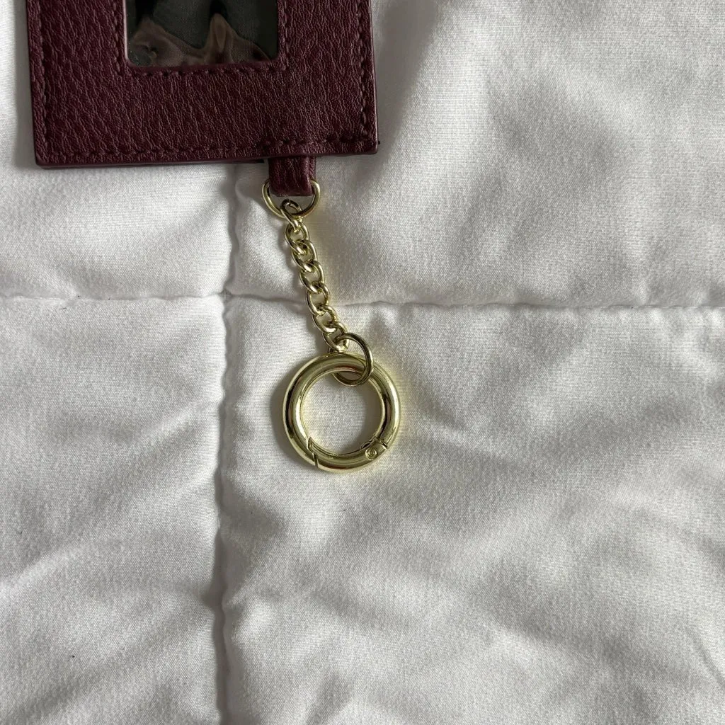 Steve Madden Card Case Burgundy Purple ID Holder Gold Keyring Small - Image 2