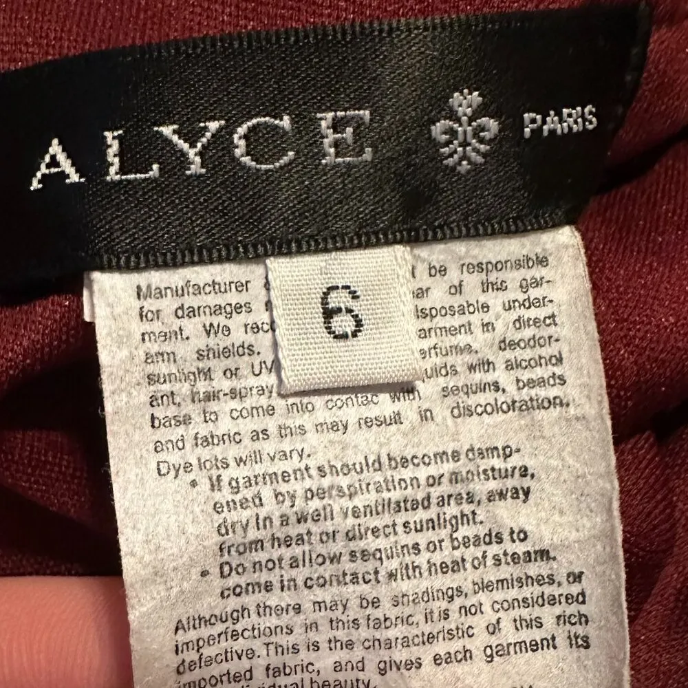 Alyce Paris Burgundy Red Floor Length Gown Maxi Dress High Slit Fitted Size 6 - Image 14