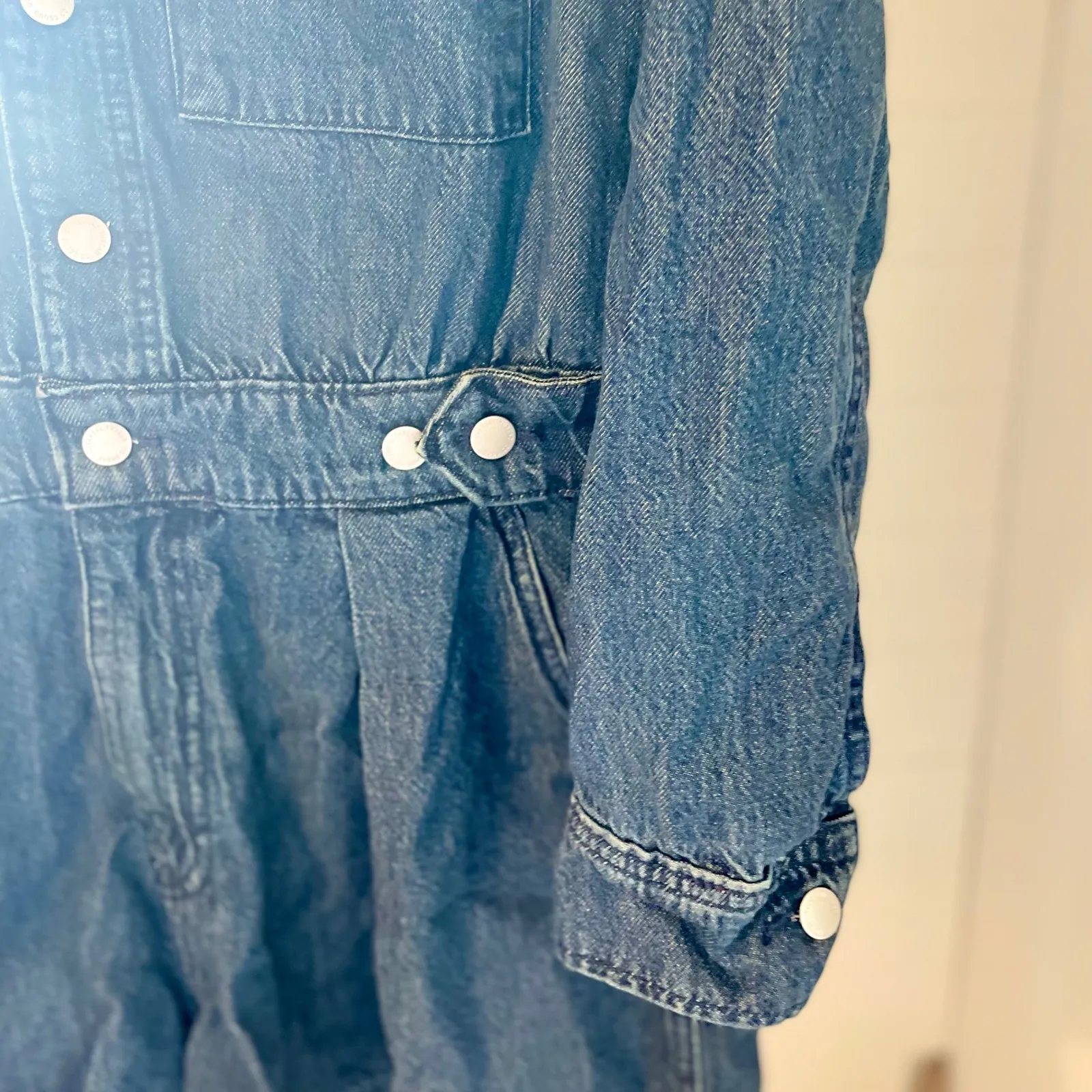 Universal Thread Denim Utility Romper Jumpsuit Blue Button Down Pockets Size 10 - Image 3