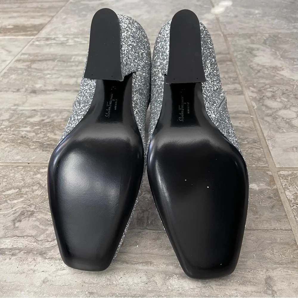 Salvatore Ferragamo Glitter High Heel Booties in Silver Size 10 New in Box $1295 - Image 10