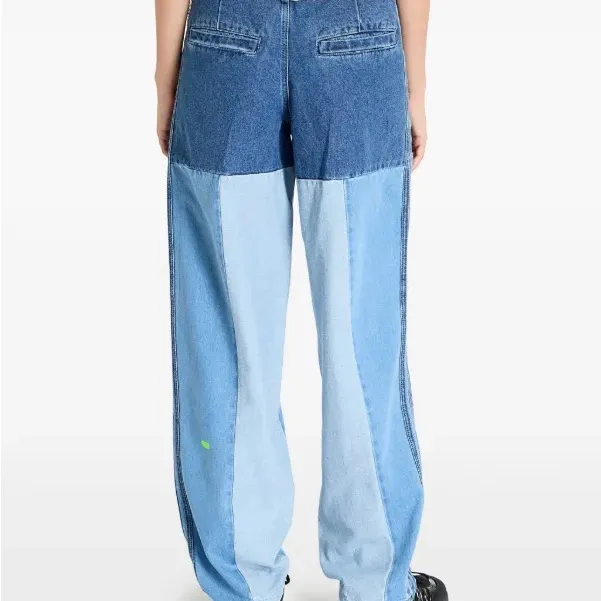 adidas Two-Tone Blue High Waisted Patchwork Color block Jeans - Image 4