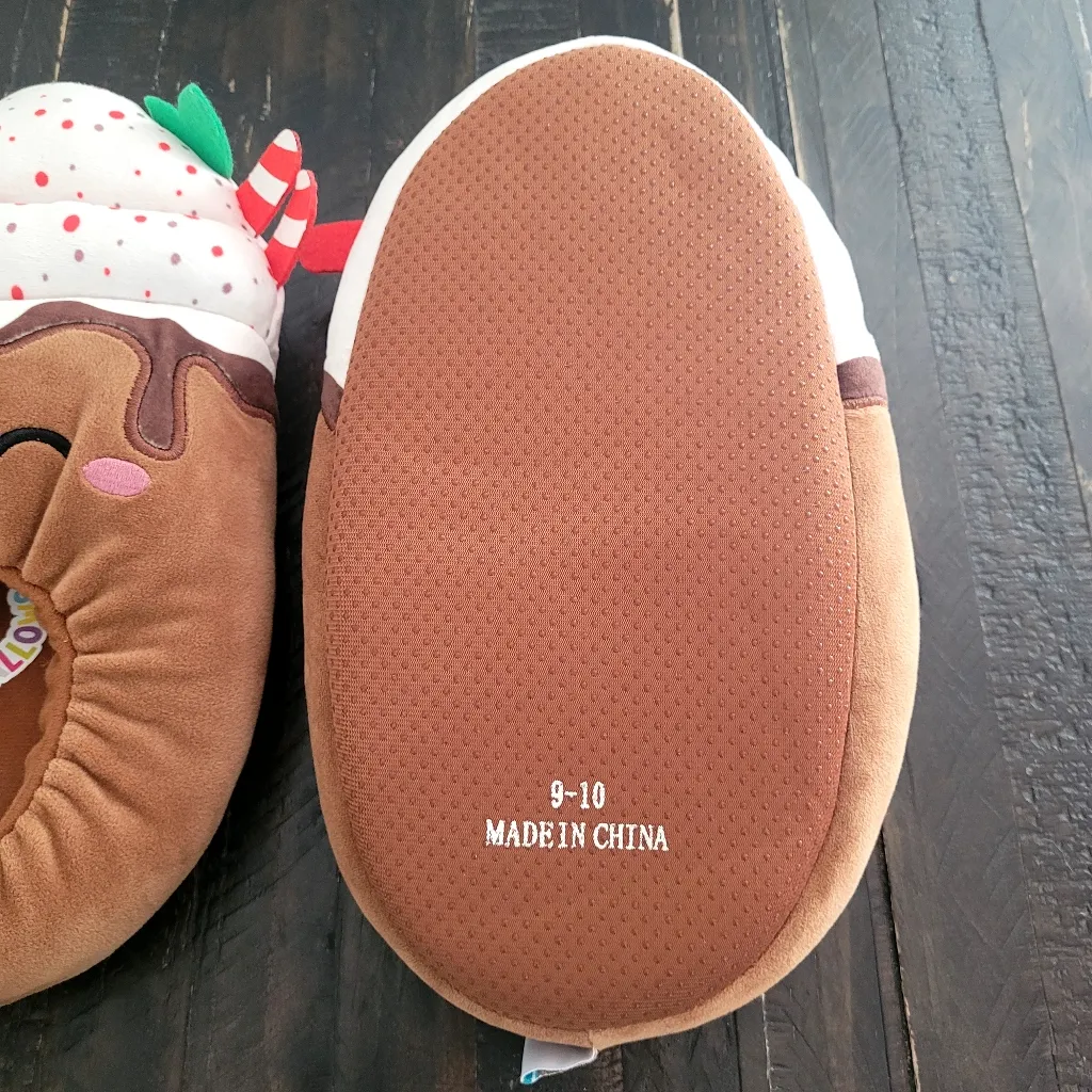 New Squishmallows Sivi Hot Cocoa Latte Christmas Plush Slippers Women's Size 9 Brown - Image 4