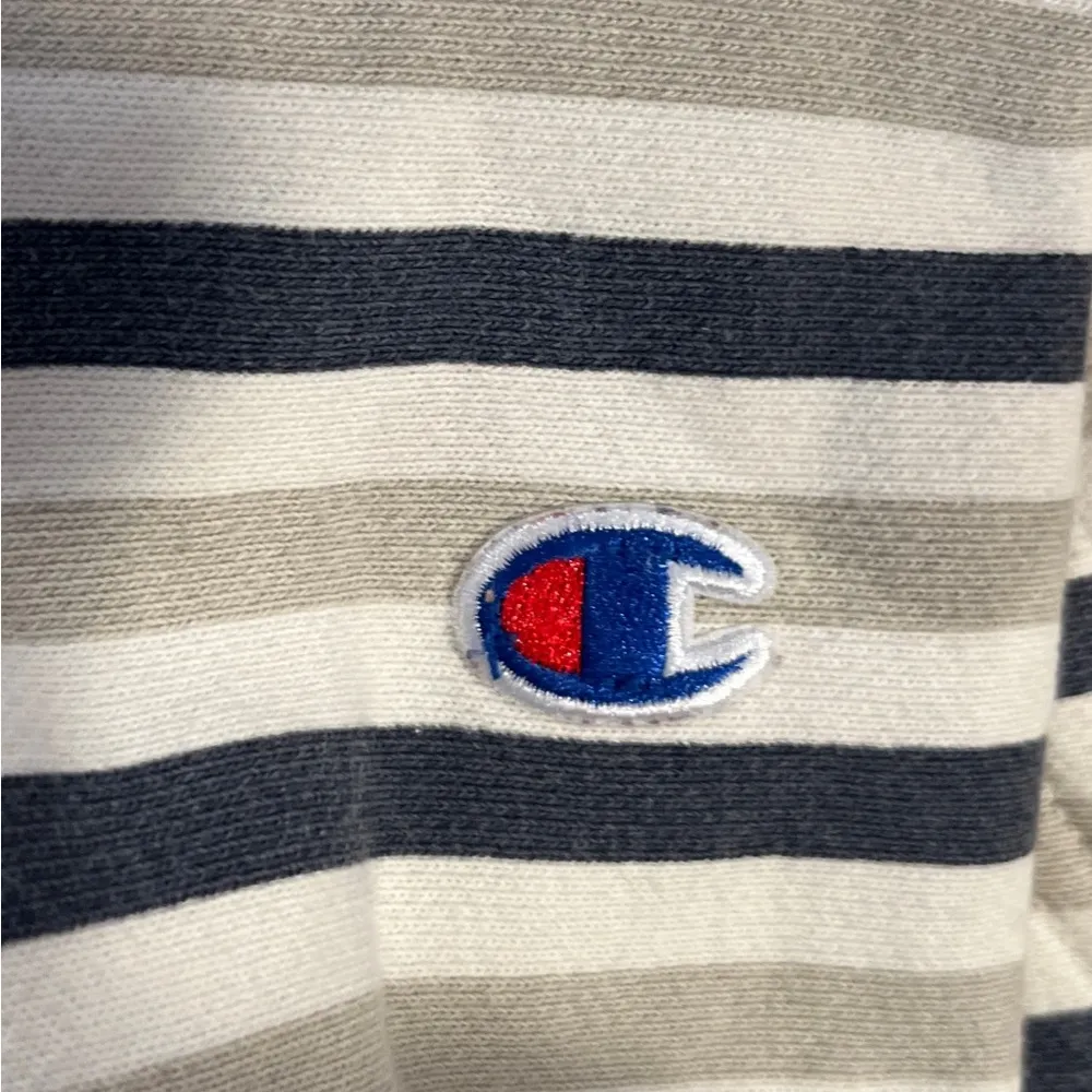 Vintage 90s Champion Reverse Weave Striped Sweatshirt Hoodie Boating Unisex L - Image 11