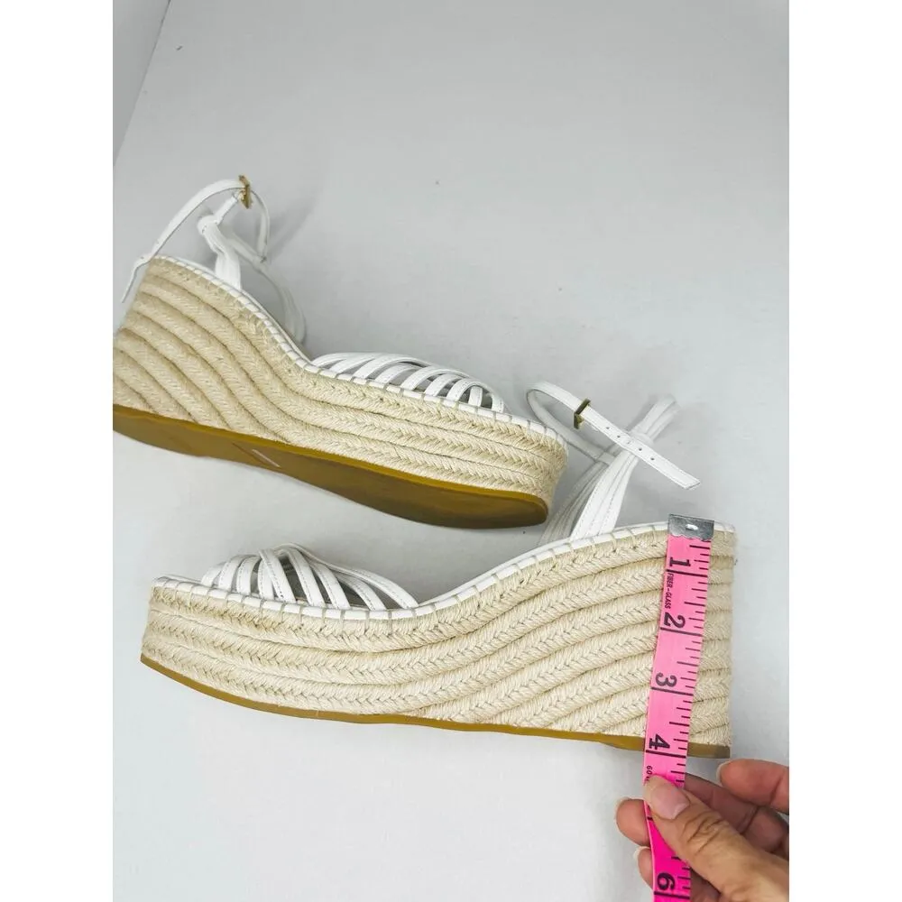 VERONICA BEARD White 101mm Ravina Coconut Leather Platform Wedge sz 12m - Image 9