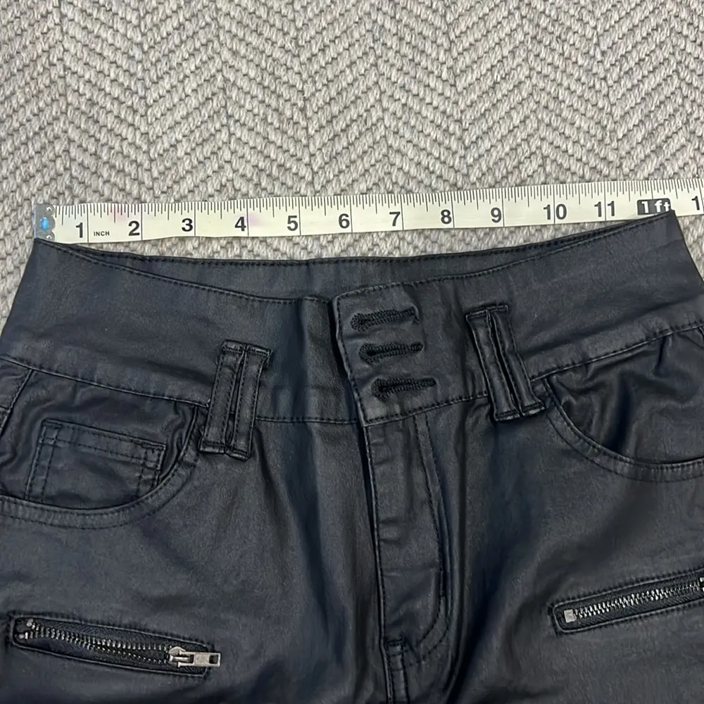 ECUPPER Womens Faux Leather High Waist Stretch Push Up Pants Black Size 26 - Image 5