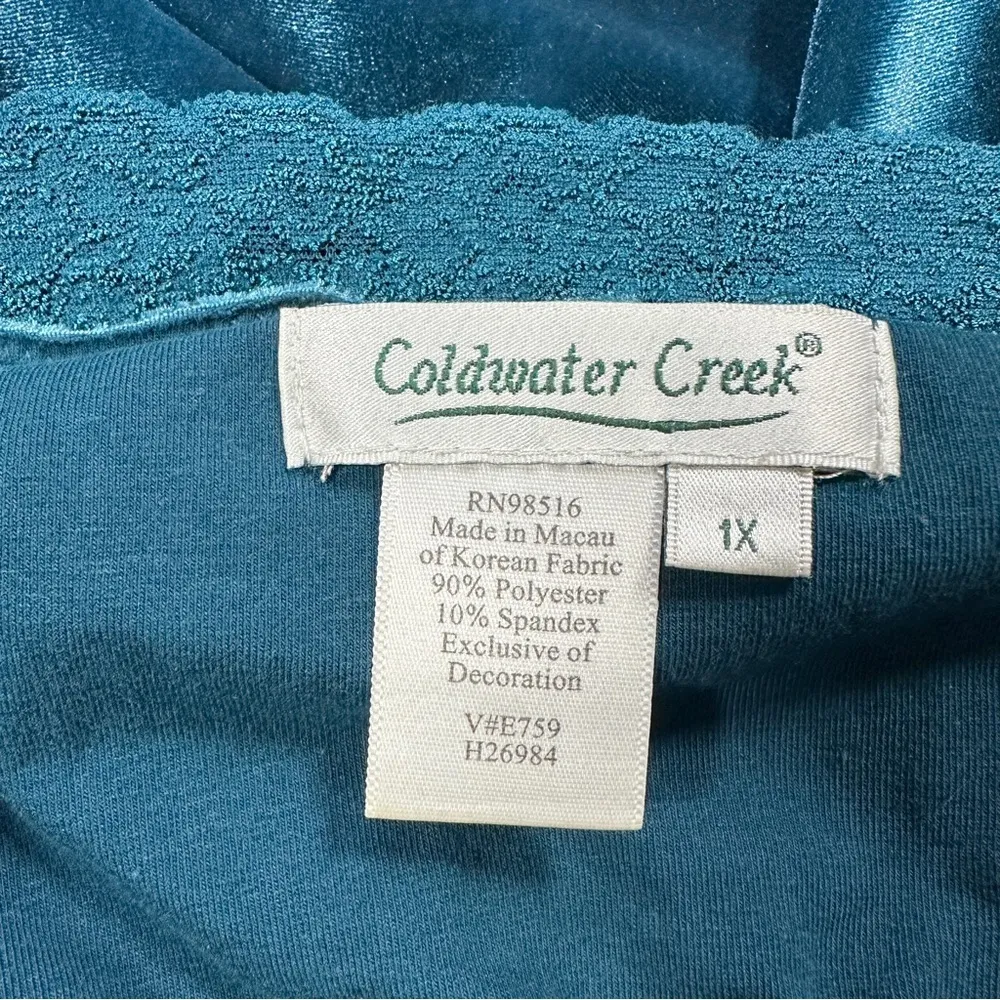 Coldwater Creek Velour Velvet Lace Trim Cami Tank Top V-Neck Fairy Green Blue 1X - Image 10