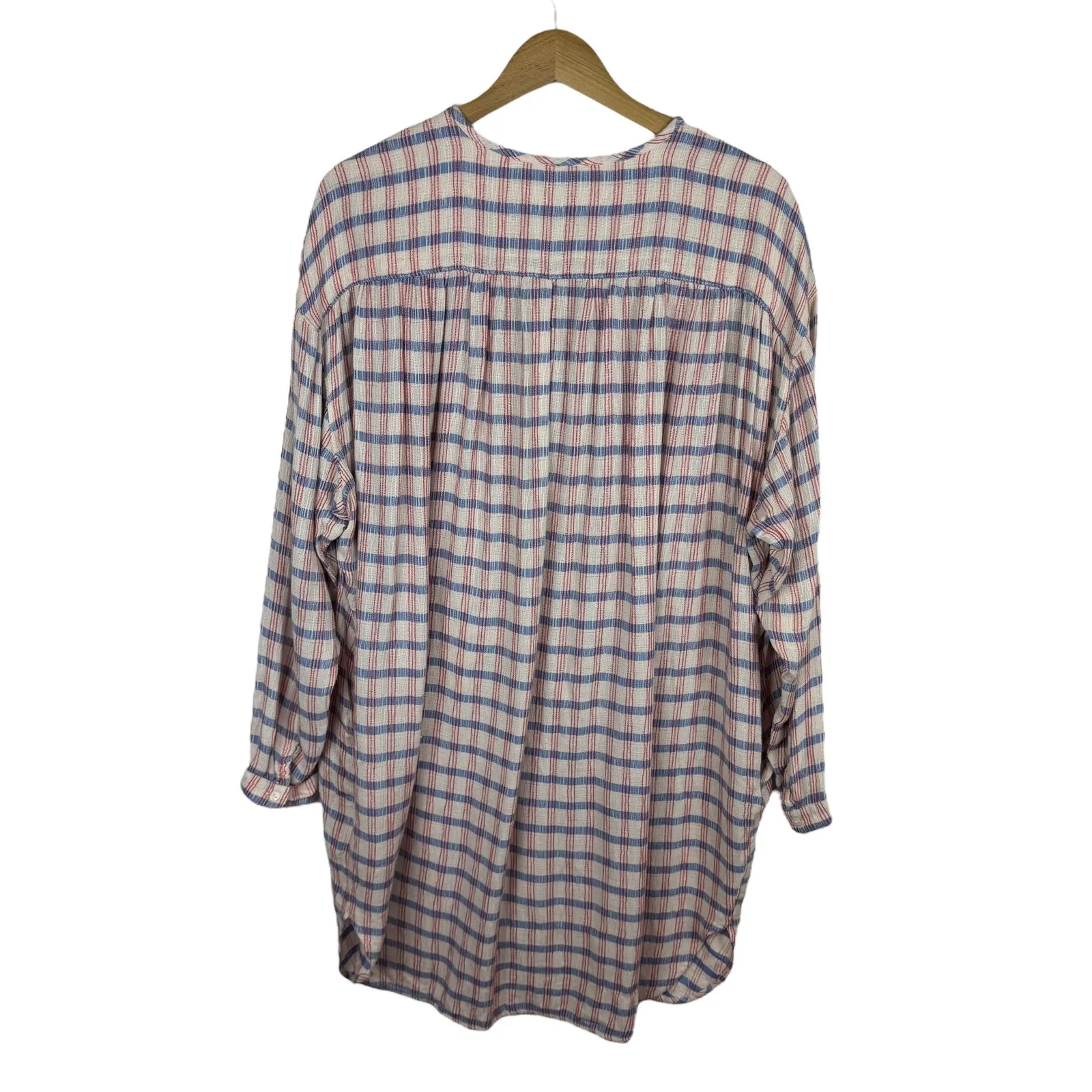 Saturday Sunday Anthropologie Womens Plaid Tunic Top Sz‎ Small Oversized Casual Blue - Image 5