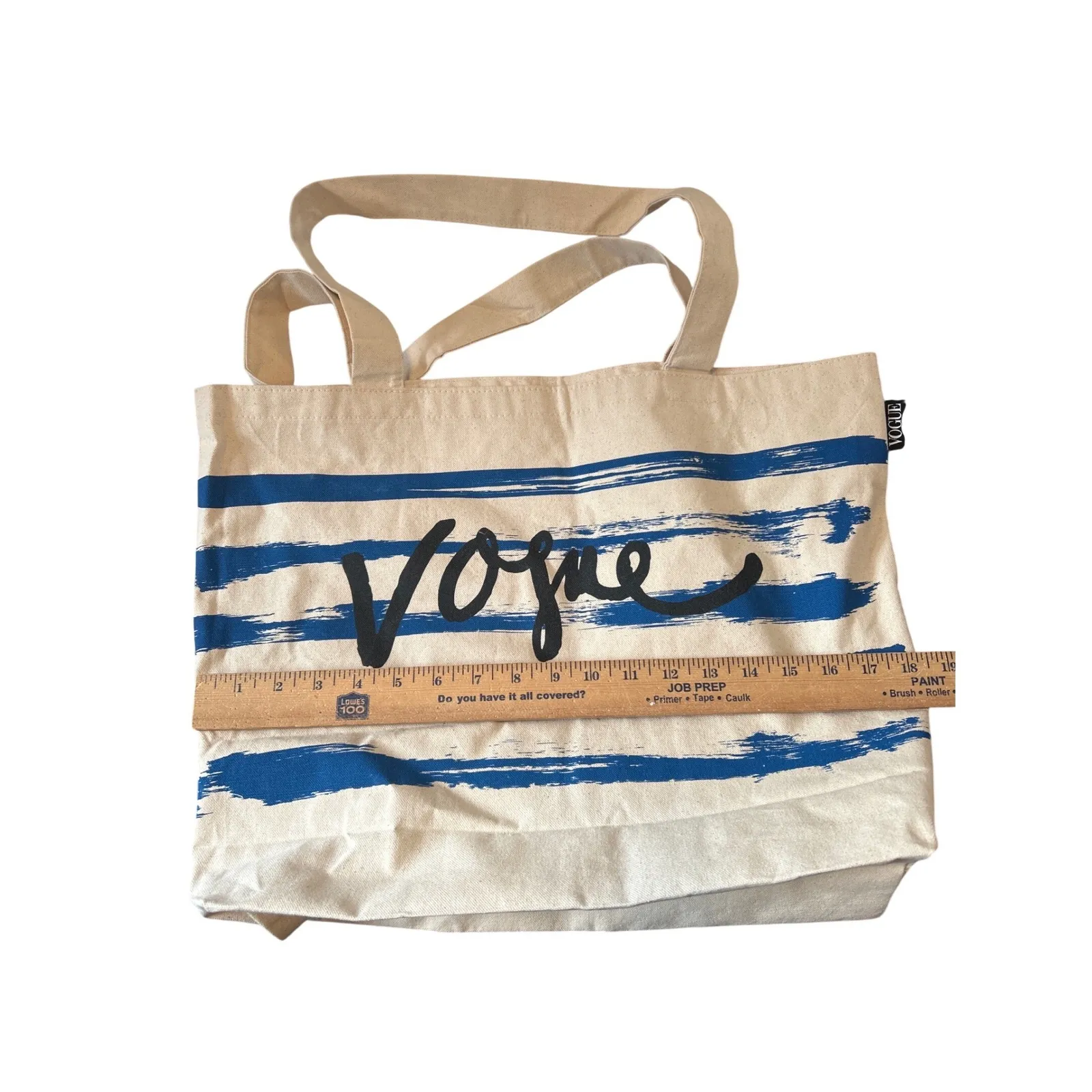 Vogue Striped Canvas Tote Bag Blue White Casual Beach Travel Everyday - Image 8