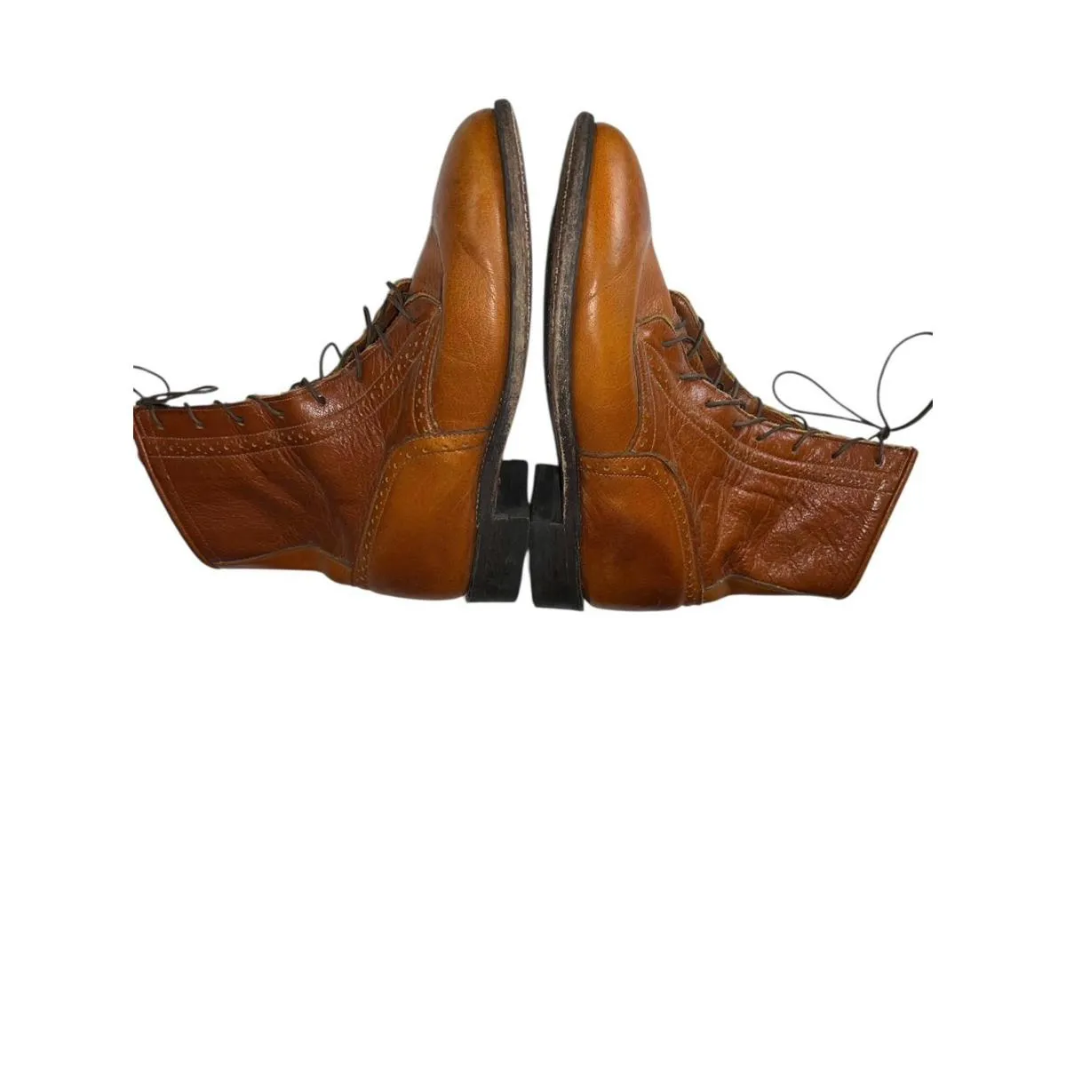 Vintage Justin Packer Lace Up Roper Boots Tan Leather Made USA Women’s Size 6.5C - Image 10