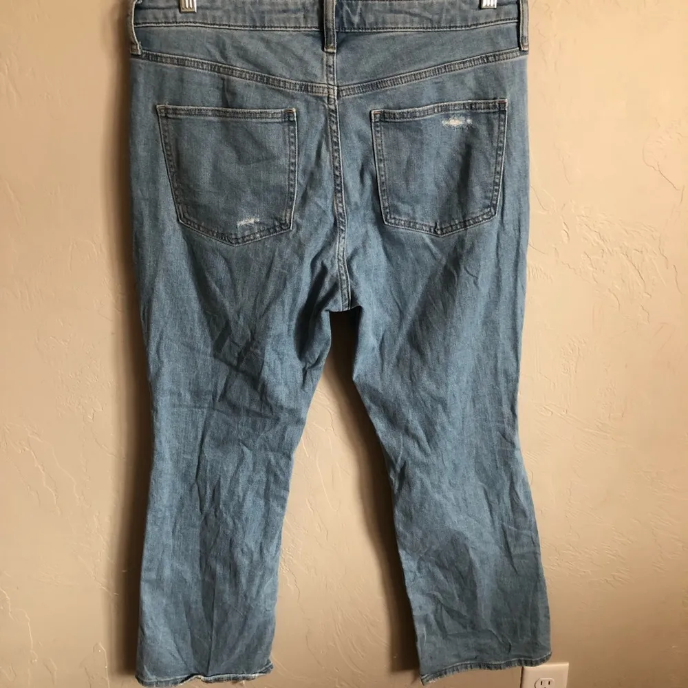 Uniqlo High Rise Skinny Distressed Flare Raw Hem Jeans - Image 7
