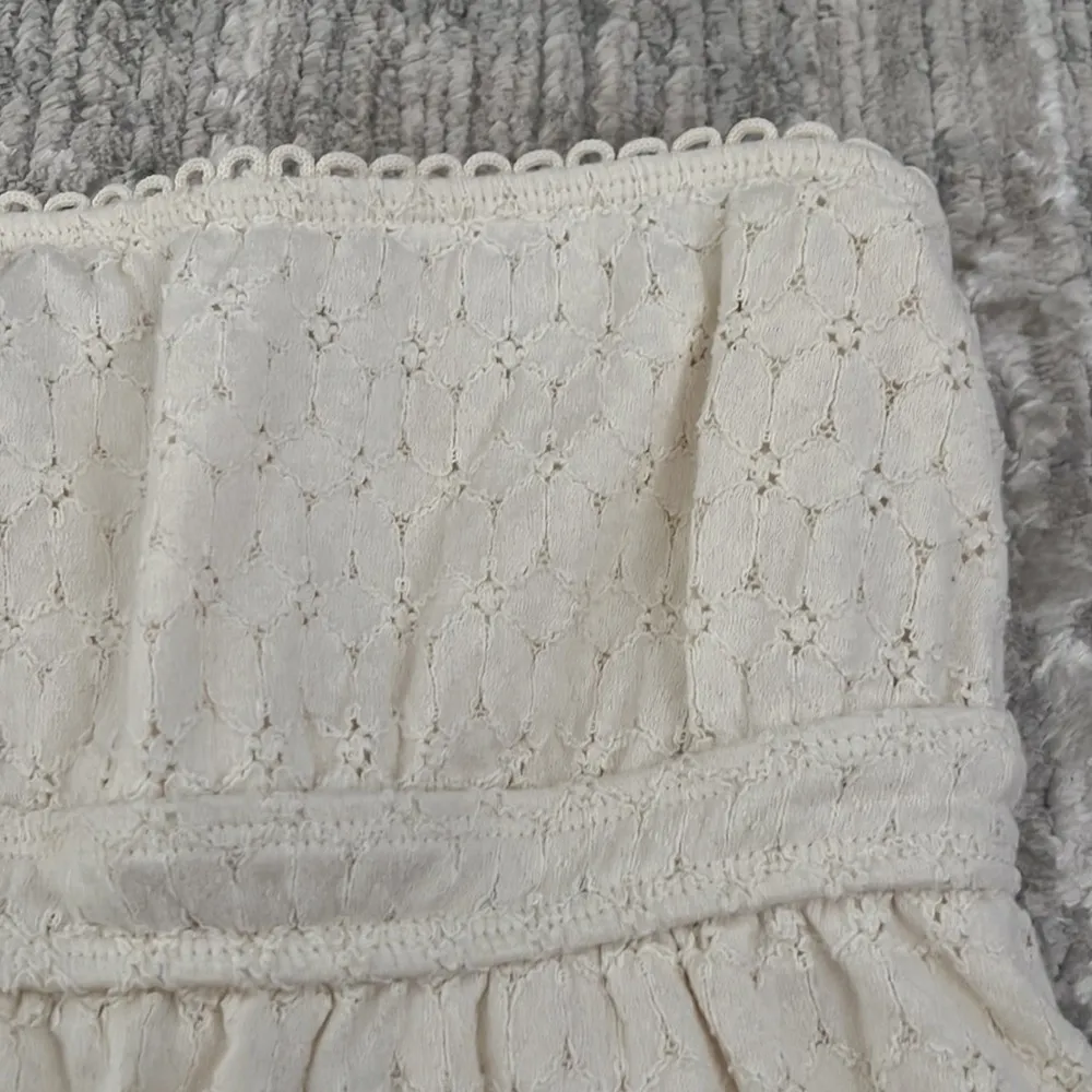 Juicy Couture | Babydoll Floral Textured Dress Coverup Small Strapless White - Image 2