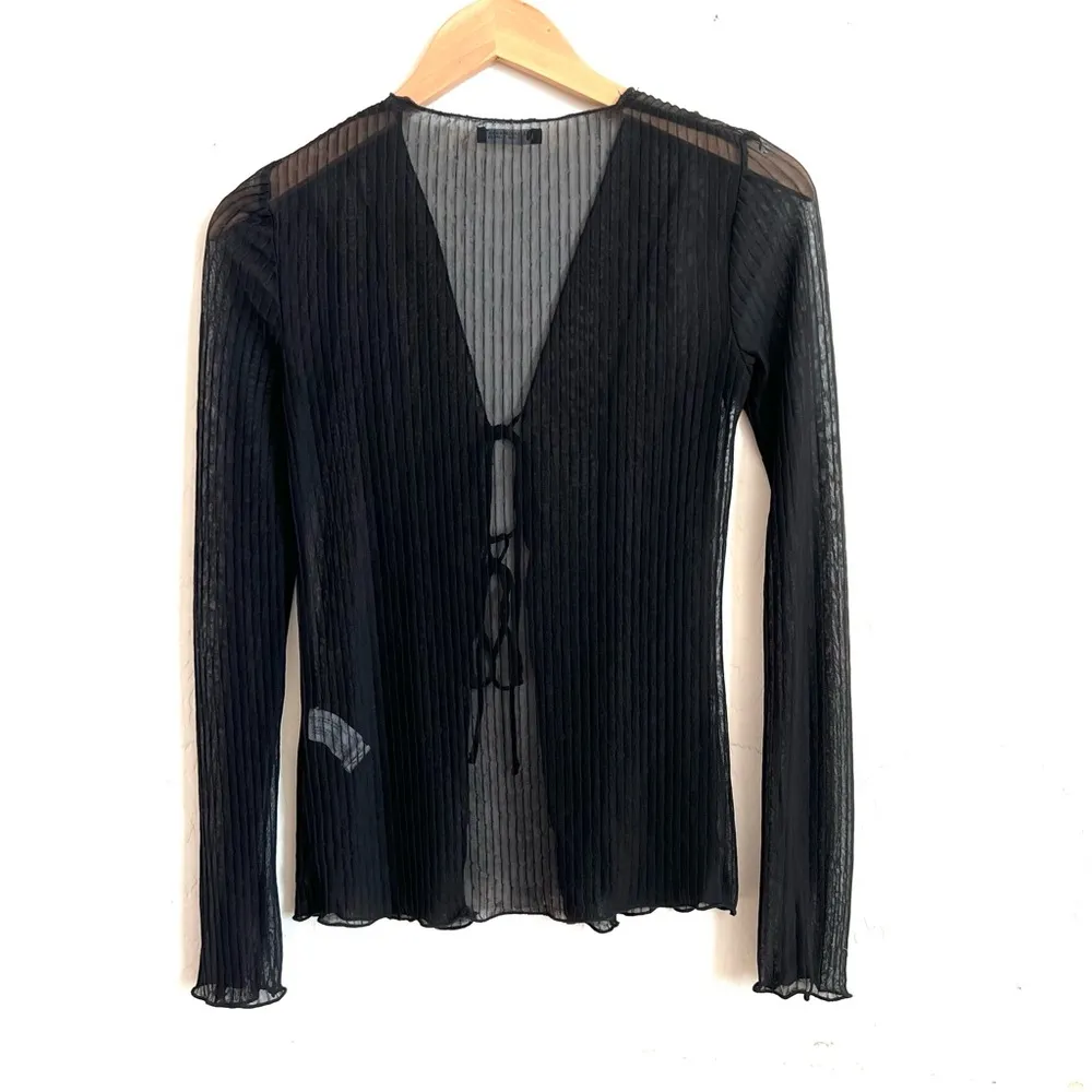 Zara Tied Front Sheer Cardigan in Black - Image 2