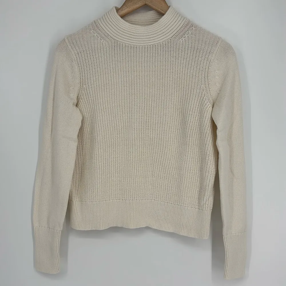 Banana Republic Factory Chunky Stitch Mock Neck Sweater Women’s Size Small Cream - Image 2