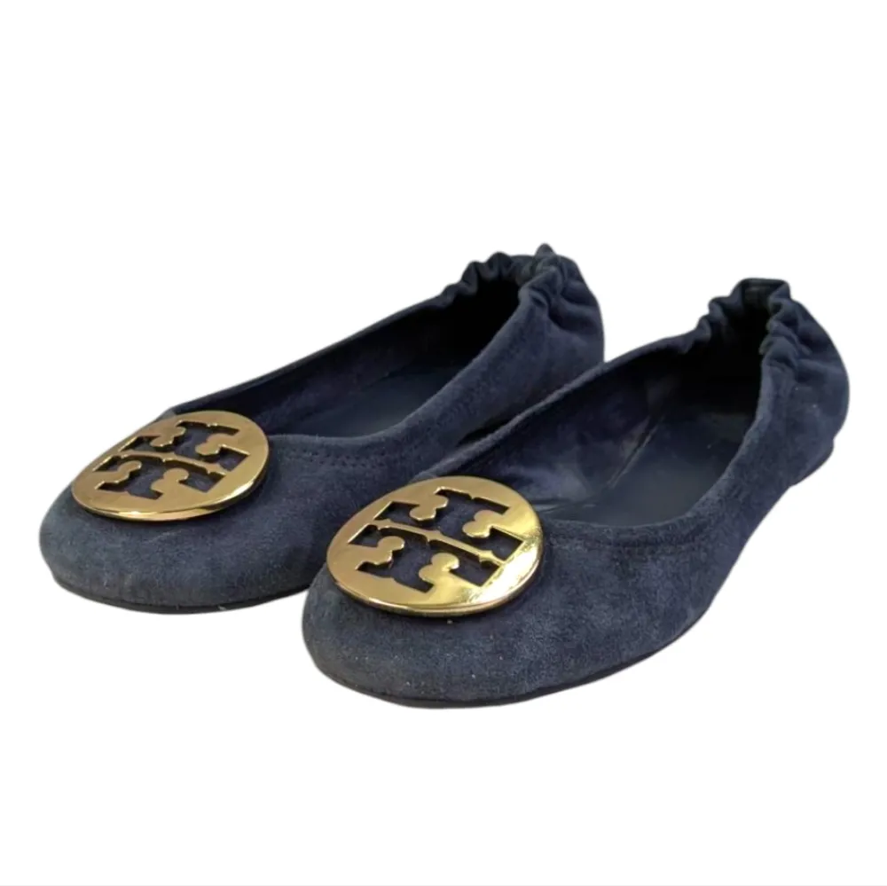 Tory Burch Suede Travel Ballet Flats GUC $228   Size 8.5M    S3486 - Image 5