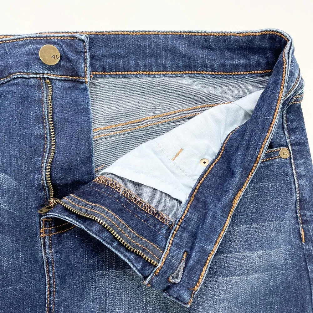 Ava & Viv  Plus Size 16W Denim Midi Skirt Dark Wash Stretch Straight Pencil Slit - Image 5