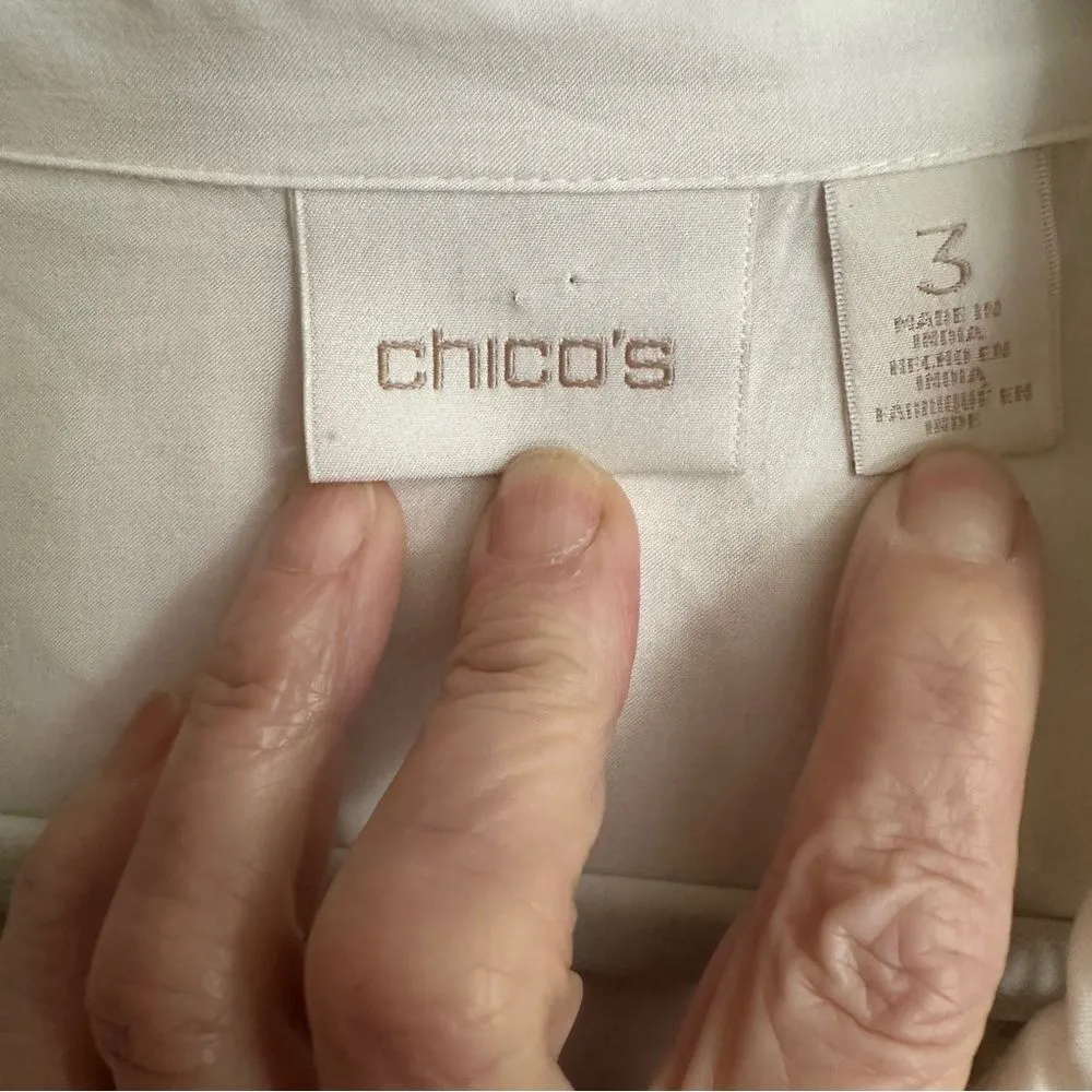 Chico’s Adelaide Crochet Button-Down Blouse 3 Ecru Lace Feminine‎ Women's XL - Image 7