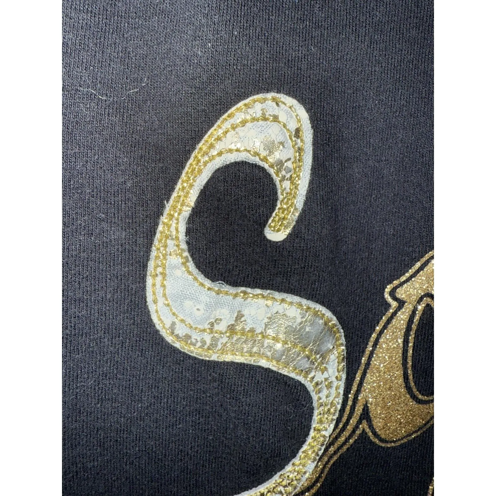 Southpole Y2K Hoodie Women's 1X Plus Black Gold Spell out Full Zip‎ Cotton - Image 4