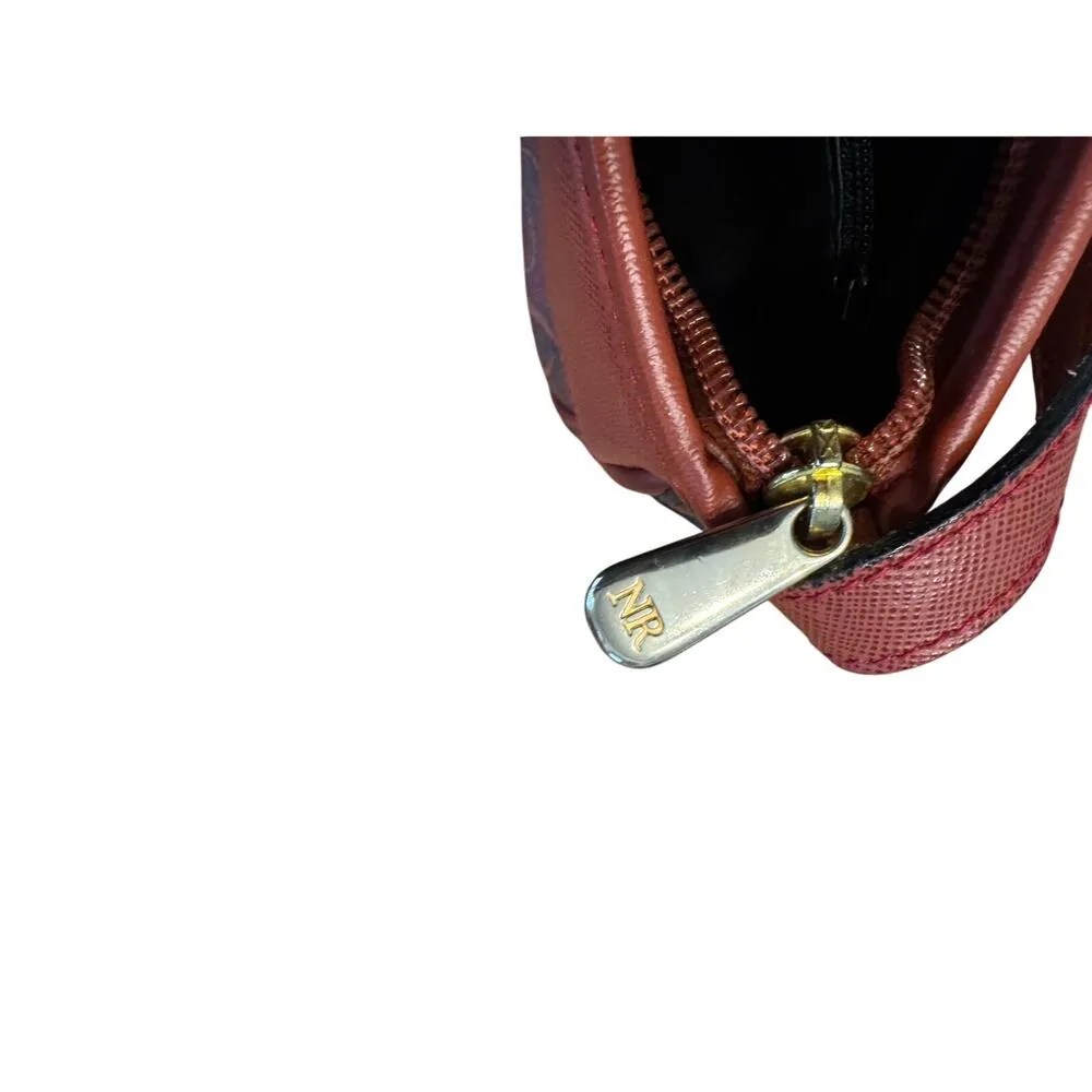 VINTAGE NINA RICCI Leather Cross Body in Red Hues with Gold+Silver Hardwear - Image 8