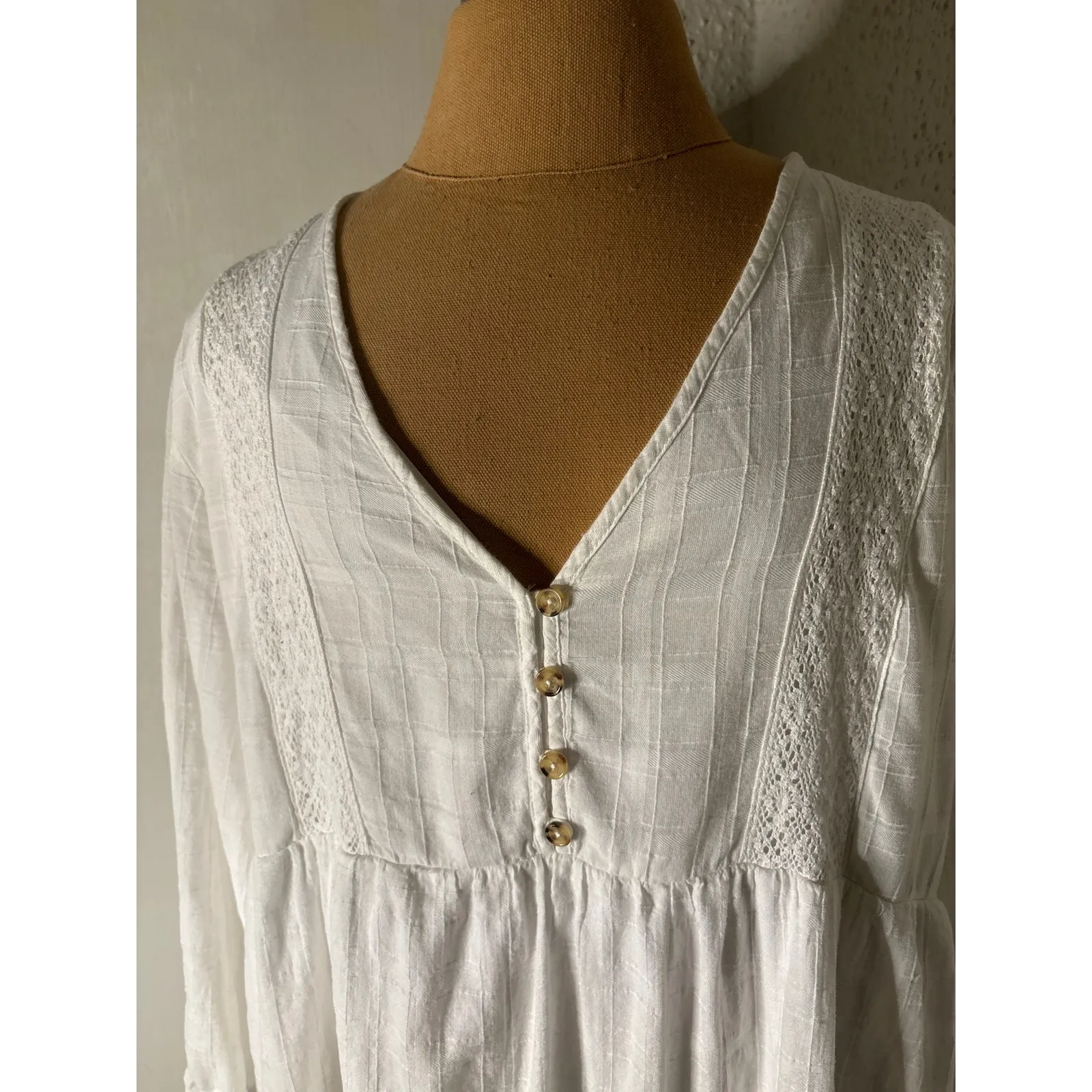 Knox Rose Babydoll Embroidered Peasant Mini Dress No Size Boho Oversize Cowgirl - Image 5