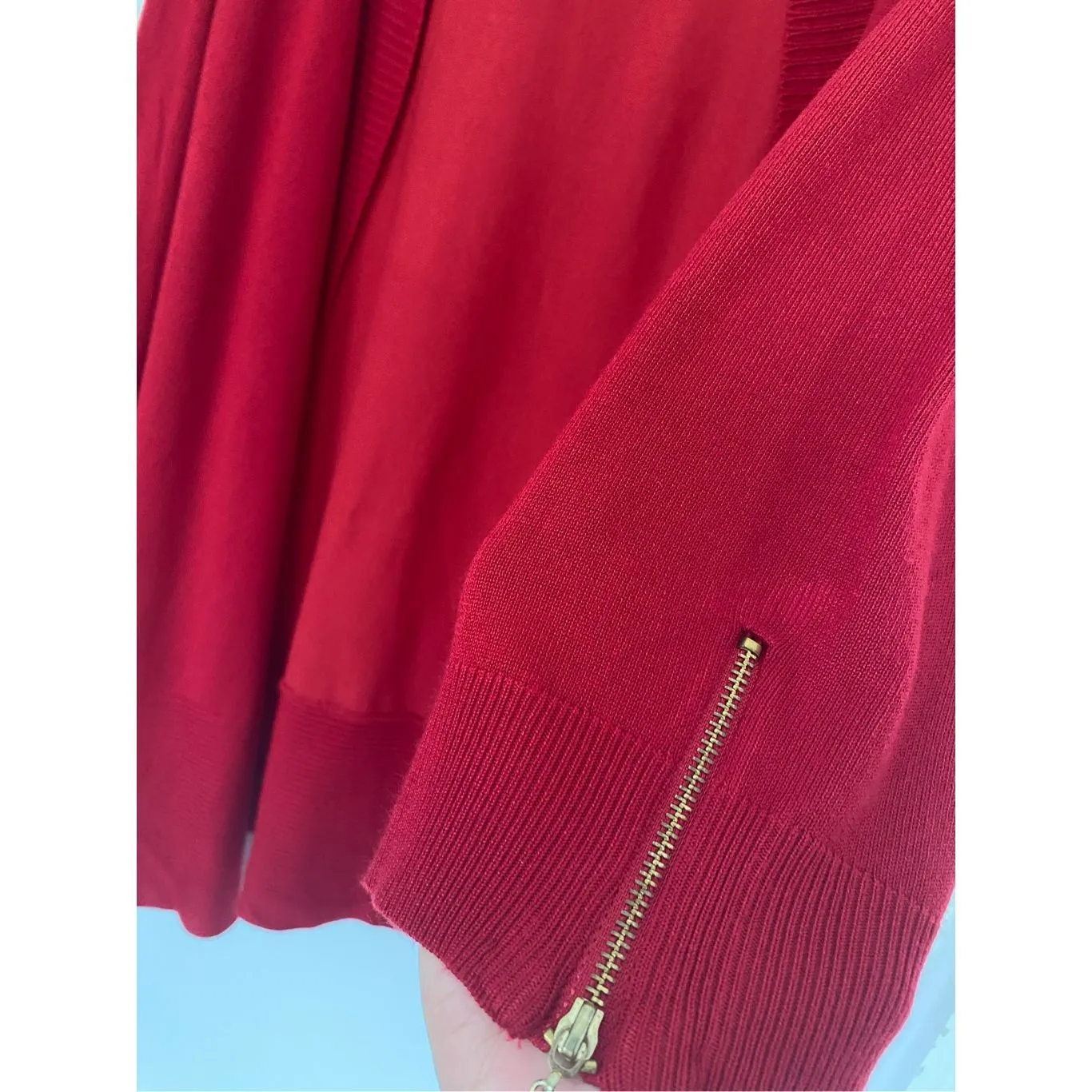 Carmen Marc Volvo Open Front Knit Cardigan Sz 1X Red - Image 6