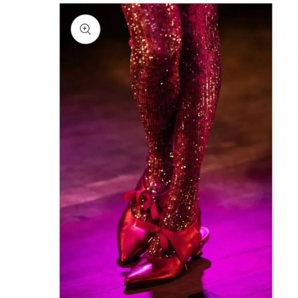 ANNA SUI Snakeskin Sequin Tights In Ruby Multi Sz S NWT $310 - Image 2
