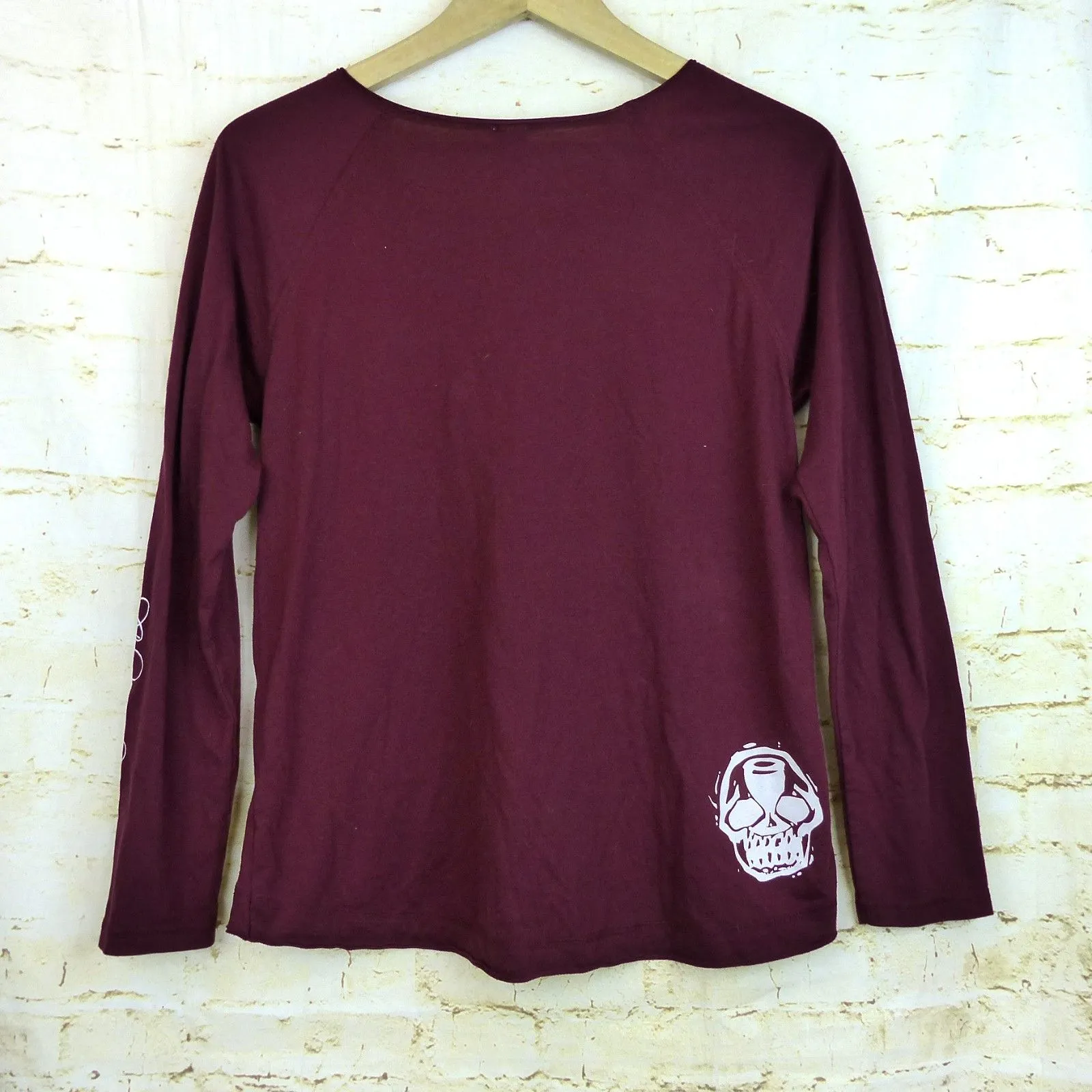 Chronic Clothing Chronic Cellars Shirt Women M Burgundy LS Graphic Logo Skull Red Size M - Image 3
