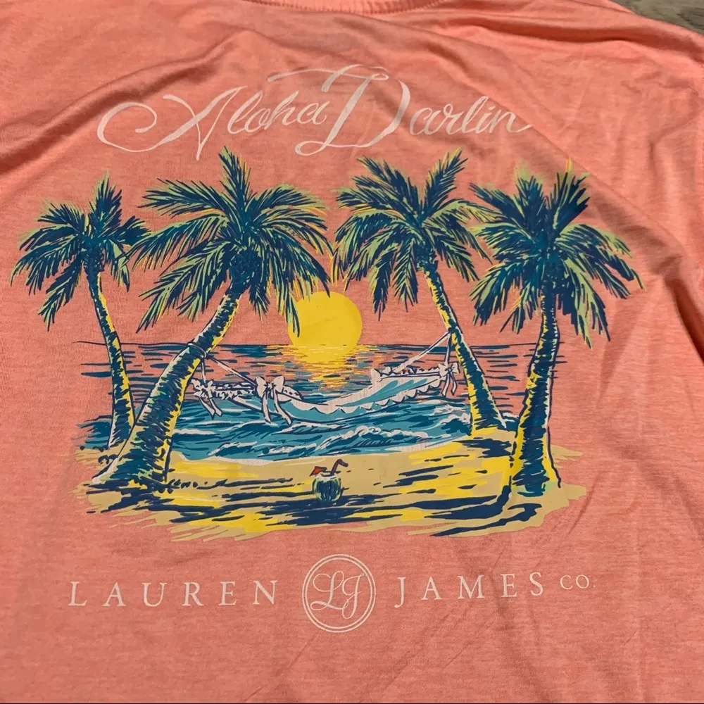 ❤️Lauren James Co Aloha Darlin Palm Trees Sunset Long Sleeve Shirt;Small Women’s - Image 6