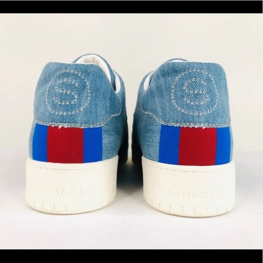 Stella McCartney Embroidered Denim Logo Sneakers - Image 4