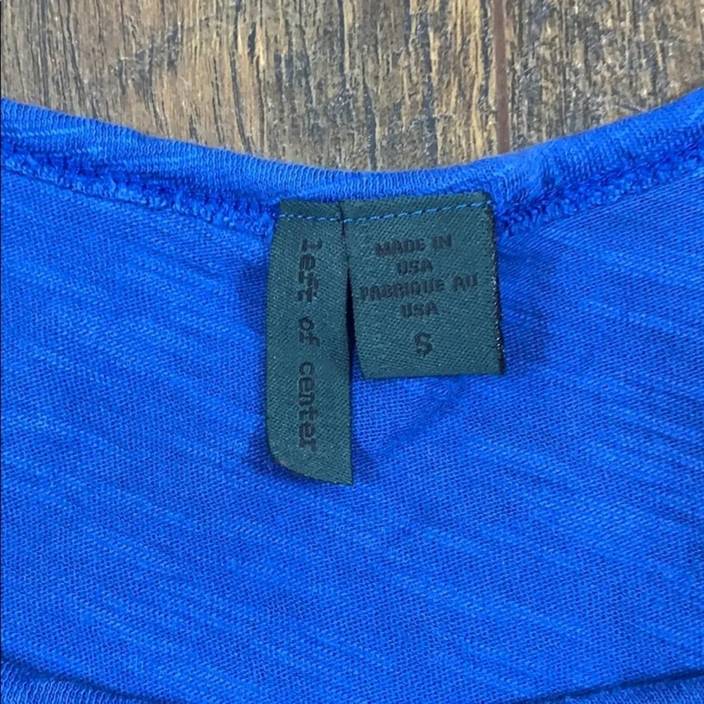 Anthropologie Left of Center Royal Blue Slubby Seamed T-Shirt - Image 2