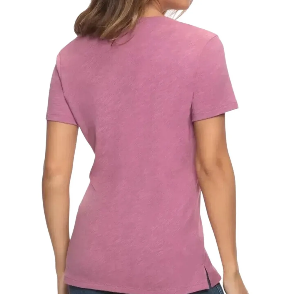 Felina Slub Jersey V Neck Short Sleeve Tee Mellow Mauve Cotton Modal Medium Purple - Image 5