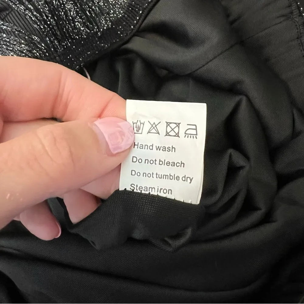 ✨ Maner Women’s Black Silver Fringe Mini Skirt Large NWT Concert - Image 8