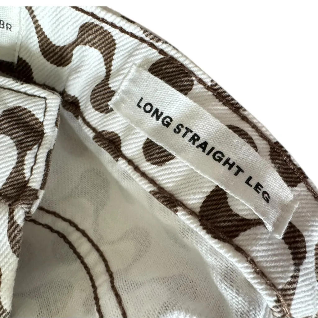 Cotton On Y2K Retro Wave Print Straight Leg Jeans Brown White Indie Aesthetic - Image 4