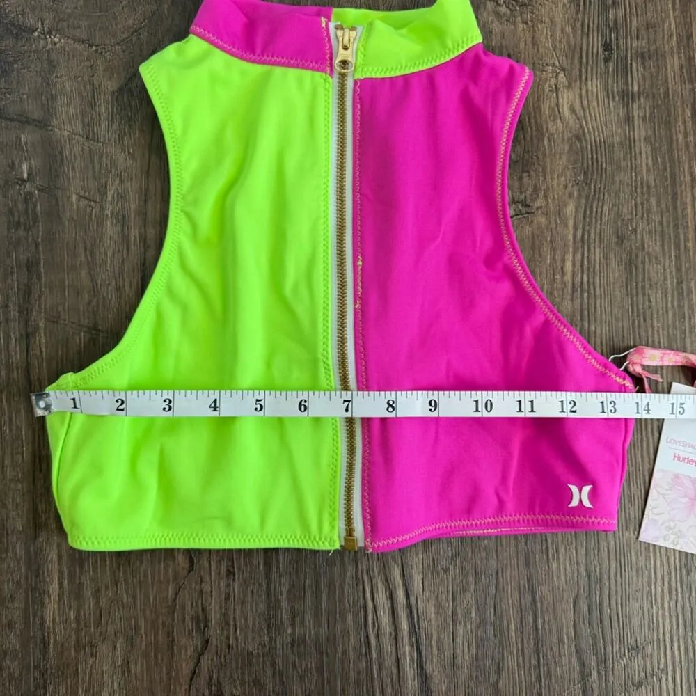 NEW LoveShackFancy x Hurley Solid Blocked High Neck Bikini Top M - Image 8