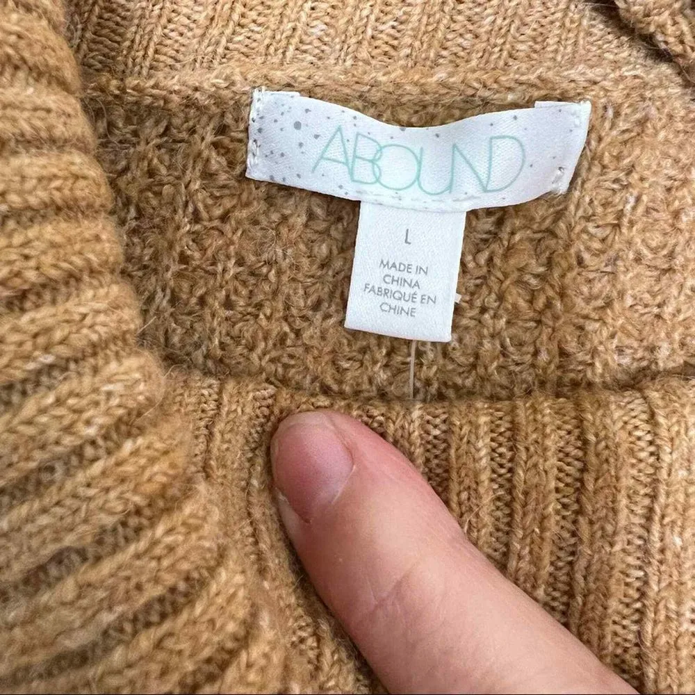 Around Womens Sweater Large Camel Brown Turtleneck‎ Cozy Knit Pullover Size L - Image 2