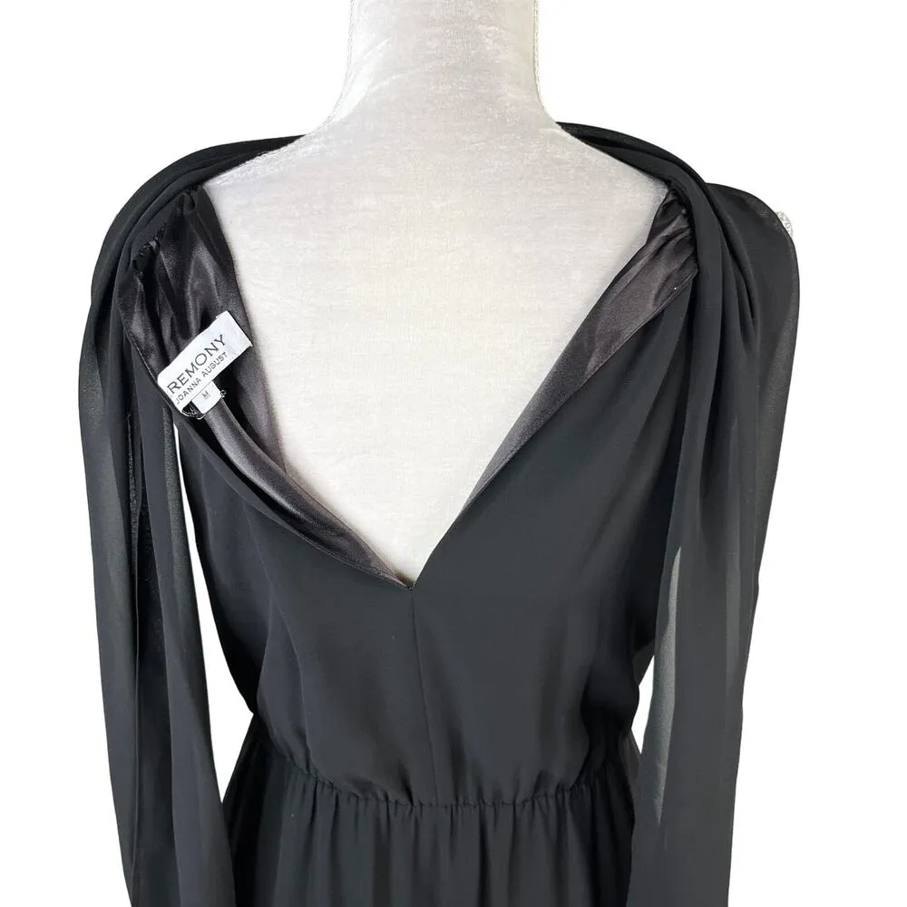 Ceremony by Joanna August Black Maxi Dress M Scarf Special Occasion Size M - Image 7