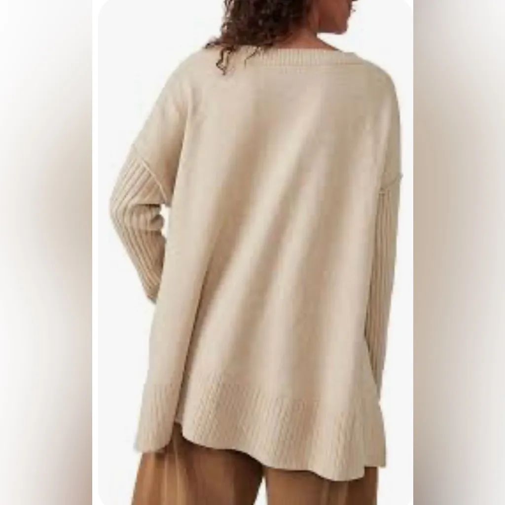 Free People Beige V-Neck Sweater - Image 2