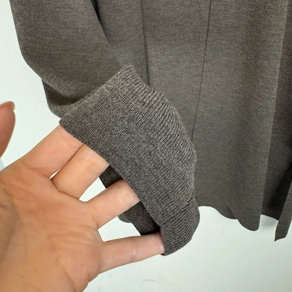 Eileen Fisher 100% Wool Taupe Open Front Cardigan Sweater Sz Small Side Slits - Image 9