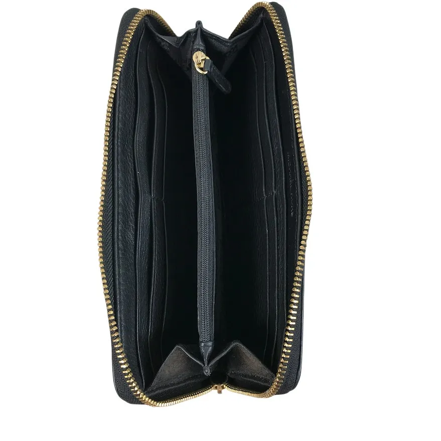 MICHAEL KORS Leather Zip Around Wallet Black Classic Travel Old Money Everyday - Image 7