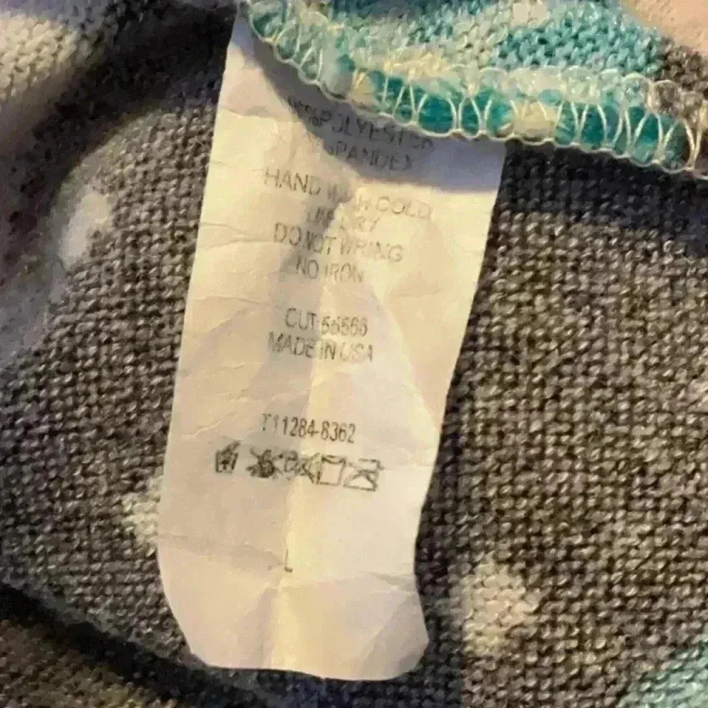 Women's Teal and Black Fleece Top with Reindeer Pattern Blue Size L - Image 6