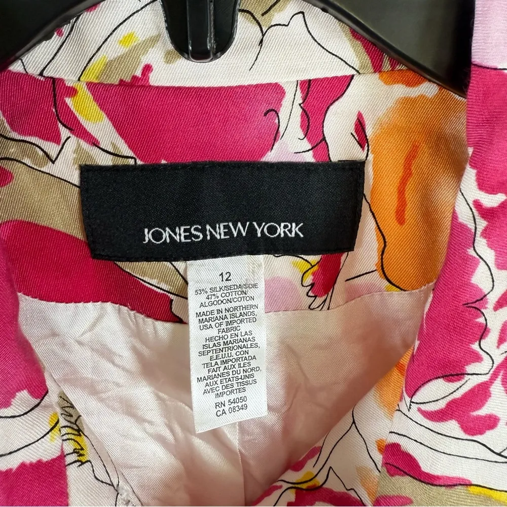 Abstract Floral Blazer Jacket Jones New York Artsy Bold Modest Spring Size 12 - Image 4