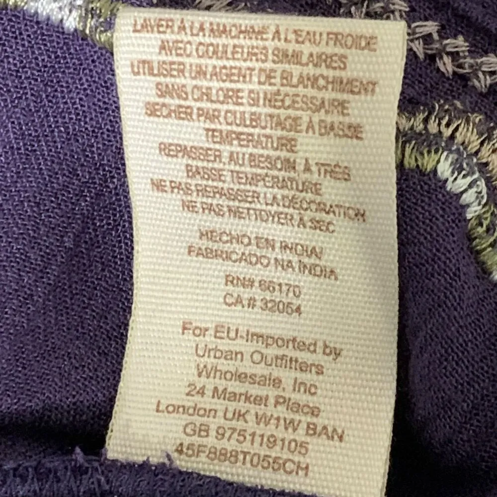 Free People Stitch Up Your Heart Purple Embroidered Faux Wrap Top Boho Chic S - Image 11